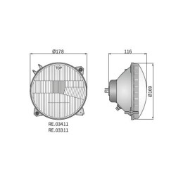 Reflektor lampa Żuk Syrena Warszawa Tarpan R2 fi 178 RE.03311