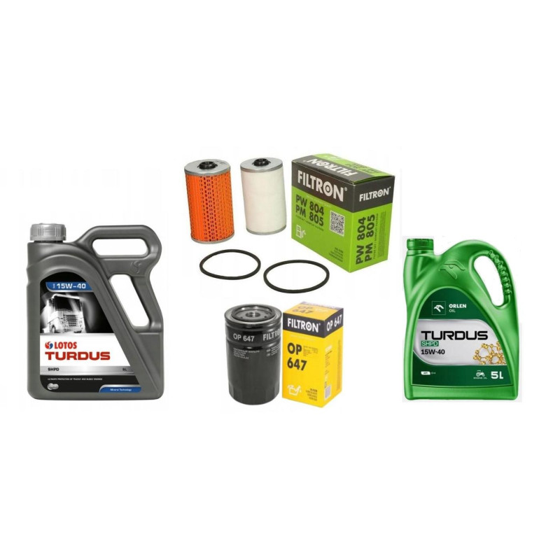 Zestaw filtr paliwa + filtr oleju ursus + 2x olej silnikowy  5L Lotos