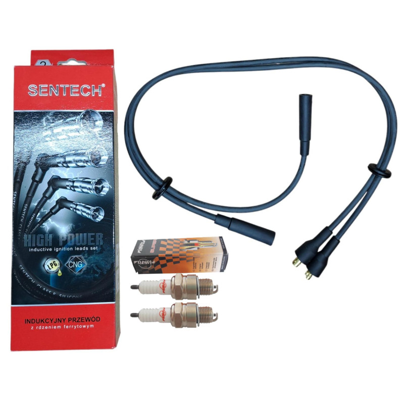 Przewody kable zapłonowe Sentech Fiat 126p FL + świece Iskra