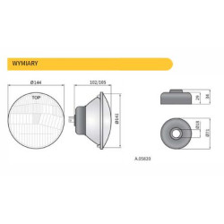 Reflektor lampa H4 światła mijania 144mm FSO 125p Polonez RE.02707