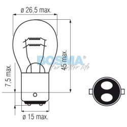 Żarówka żarówki Bosma P21/5W 12V dwuwłóknowa