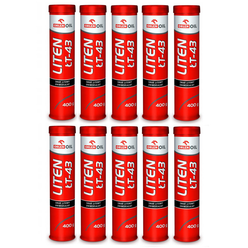 Smar łożyskowy uniwersalny litowy Orlen Liten ŁT-43 400g 10 sztuk Smar łożyskowy uniwersalny litowy Orlen Liten ŁT-43 400g 10 sztuk