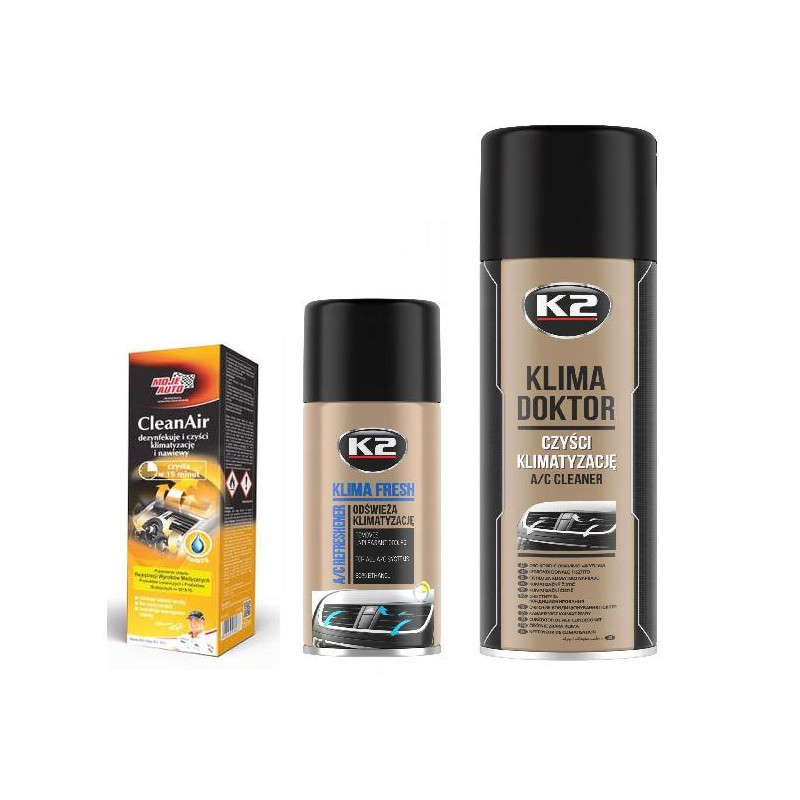 Czyszczenie klimatyzacji K2 Klima Fresh + K2 Klima Doktor + dezynfekcja