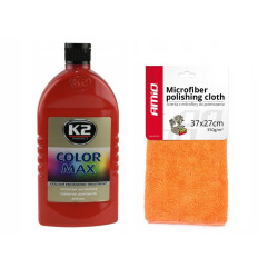  Czerwony wosk koloryzujący do lakieru 500ml K2 + mikrofibra