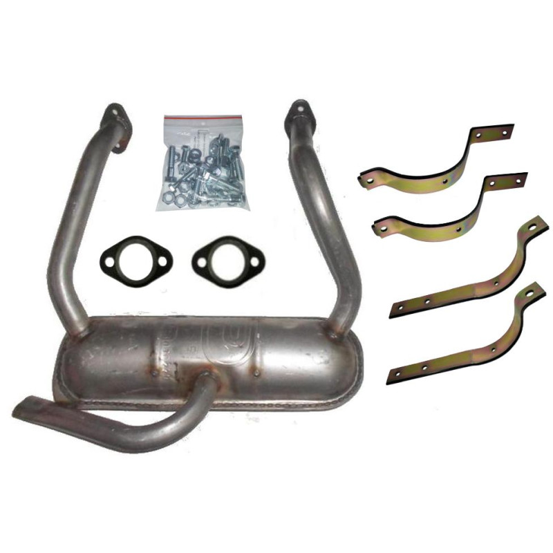 Tłumik Fiat 126P Standard STD aluminiowy + obejmy 4 sztuki + uszczelki + śruby