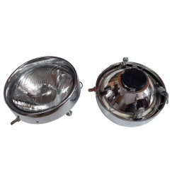 Reflektor lampa przód chrom Fiat 500 600 - żarówka R2