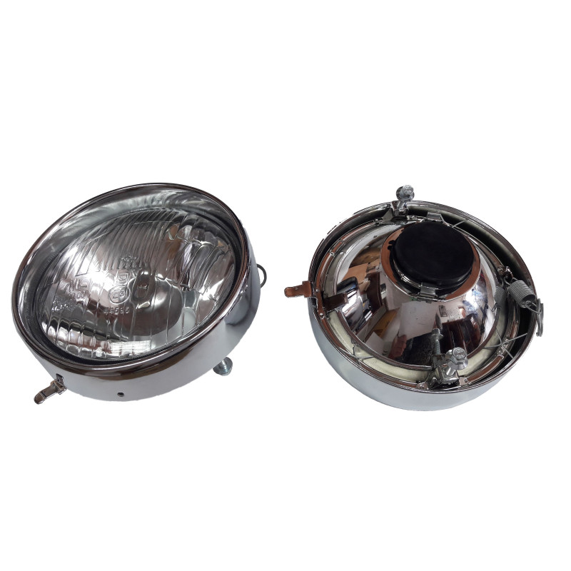 Reflektor lampa przód chrom Fiat 500 600 - żarówka R2 Reflektor lampa przód chrom Fiat 500 600 - żarówka R2