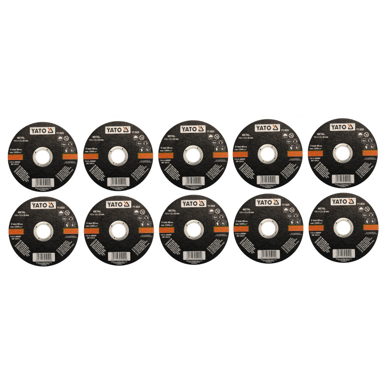 Tarcza do cięcia metalu 115x1,2x22 mm - Yato 10 sztuk