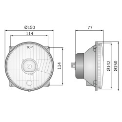 Reflektor lampa 150mm H4/R2 CLEAR