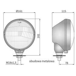 Reflektor przedni lewy Ursus metalowy RE.44000
