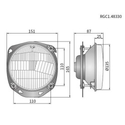 Reflektor lampa typu H4 Fendt Farmer Favorit Vario Wesem 135x87mm 14DNI