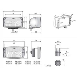 Reflektor przedni lampa H4 w obudowie ciągniki John Deere kpl 2 szt