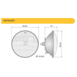 Reflektor lampa typu R2 Ursus C-300 C-4000 Zetor  Pronar Zubron