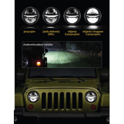 Reflektor lampa przód LED Jeep Wrangler TJ 97-06 CJ7 76-86 JK 07-.. 14DNI