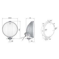 Reflektor halogen dalekosiężny 152mm chrom TIR BUS ciezarowka