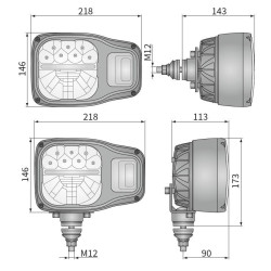 Reflektor lampa LED kierunkowskaz prawy koparki ładowarki Wesem