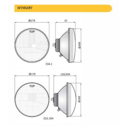 Reflektor lampa Fiat 600 typ H4 WESEM