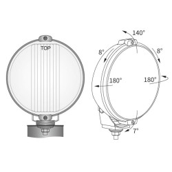 Halogen drogowy dalekosiężny okragly 183mm niebieski