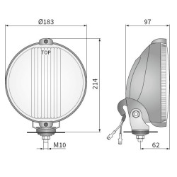 Halogen drogowy dalekosiężny okragly 183mm niebieski