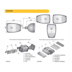 Reflektor lampa przedni lewy zlacze koparka ladowarka JCB Agri