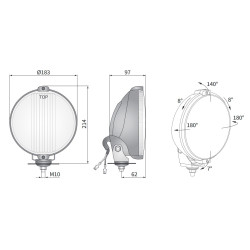 Reflektor halogen dalekosiężny RING LED 12V 183mm HOS2.38801