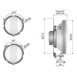 Halogen lampa reflektor drogowy rajdowy 152mm ksenon rozsyl 120