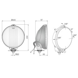 Reflektor halogen dalekosiężny RING LED 24V 183mm niebieski 14DNI
