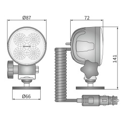 Lampa robocza halogen LED 1500lm rozproszone kat 35 uchwyt magnes CRC5B.50053