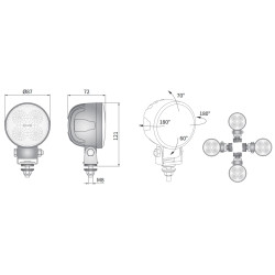 Lampa robocza LED 2000lm rozproszone kat 58 złącze AMP SuperSe PROMOCJA CRC5H.53315