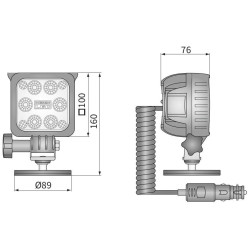 Lampa robocza halogen LED 1500lm rozproszone 12V-48V wózek widlowy LED1F.47434