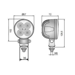 Lampa robocza halogen LED 2000LM kabina obrotowa rozproszone wiązka CRC5H.53370