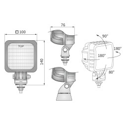 Lampa halogen robocza LED 800lm cofania diody uchwyt M8 LED3.47700