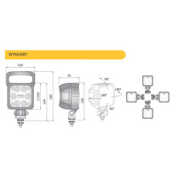 Lampa robocza LED 1500lm rozproszone Deutsch raczka