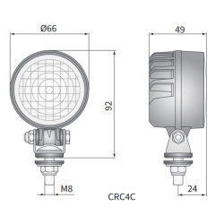 Lampa robocza LED 800LM 66mm wiazka rozproszona Quad Maszyny CRC4C.57900