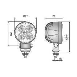 Lampa robocza halogen LED 2000LM Valtra rozproszona lewa CRC5H.53378
